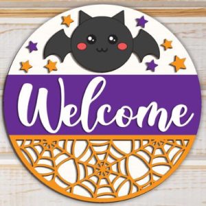 "Welcome" Round Sign Project with Chibby Bat